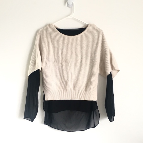 Contemporary Designer Double Layer Sleeves Boat Neck Loose Sweater - Picture 1 of 5